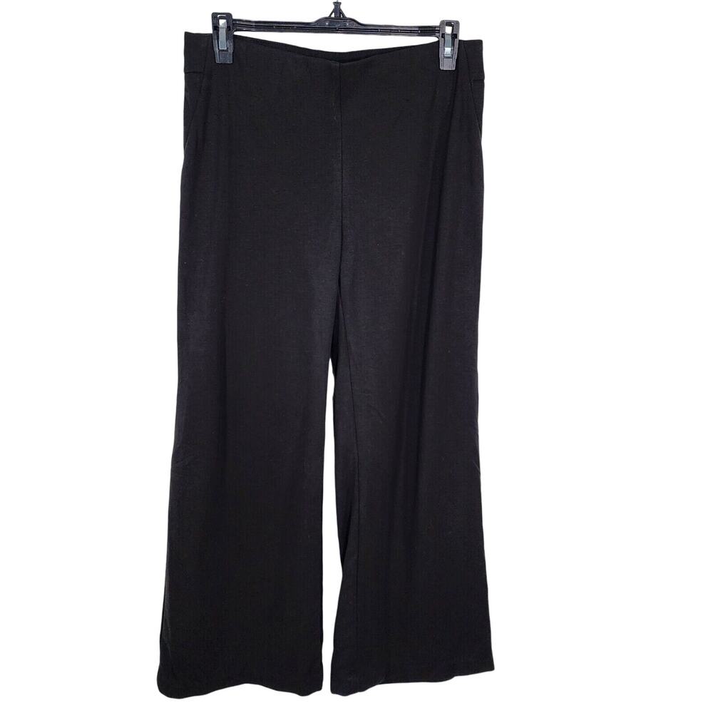Chico's Trouser Pants Women's Size 0 US 4 Ponte Pull On Wide Leg Black Stretch